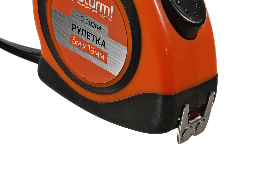 Рулетка 5x19мм, автостоп, двухсторонняя шкала, магнит на зацепе, Sturm!
