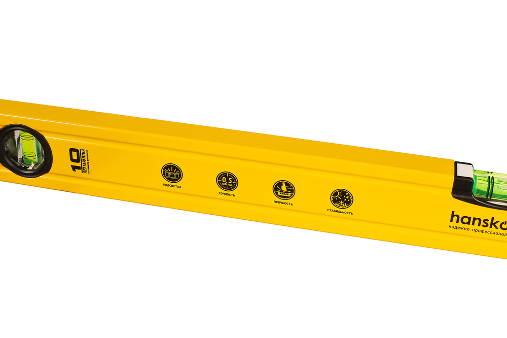 Уровень алюм., 800мм, 3 колбы (одна светится), 0.5 мм/м, hanskonner