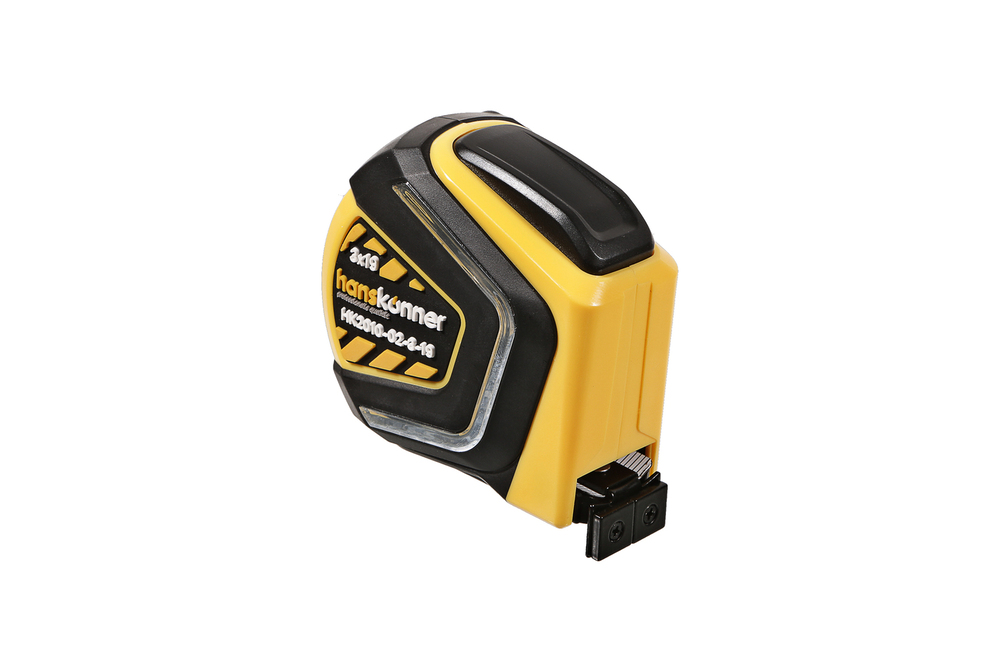 Рулетка 3x19мм, автостоп, двухстор., нейлон, супермощный магнит, Hanskonner