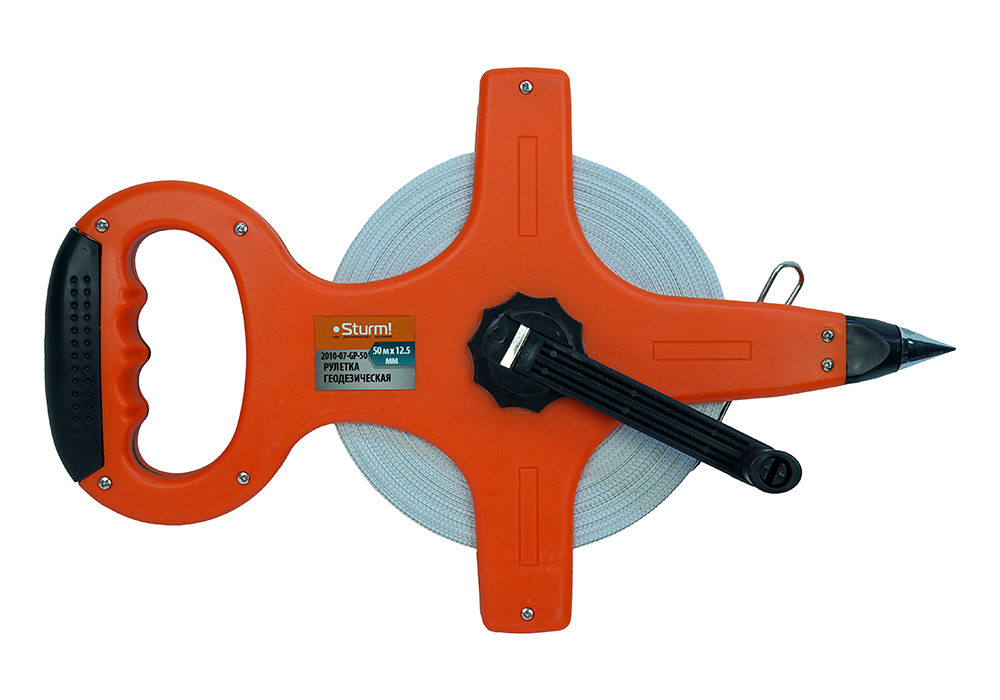 Рулетка 50м геодезическая, открытый корпус, Sturm!