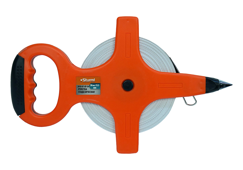 Рулетка 50м геодезическая, открытый корпус, Sturm!