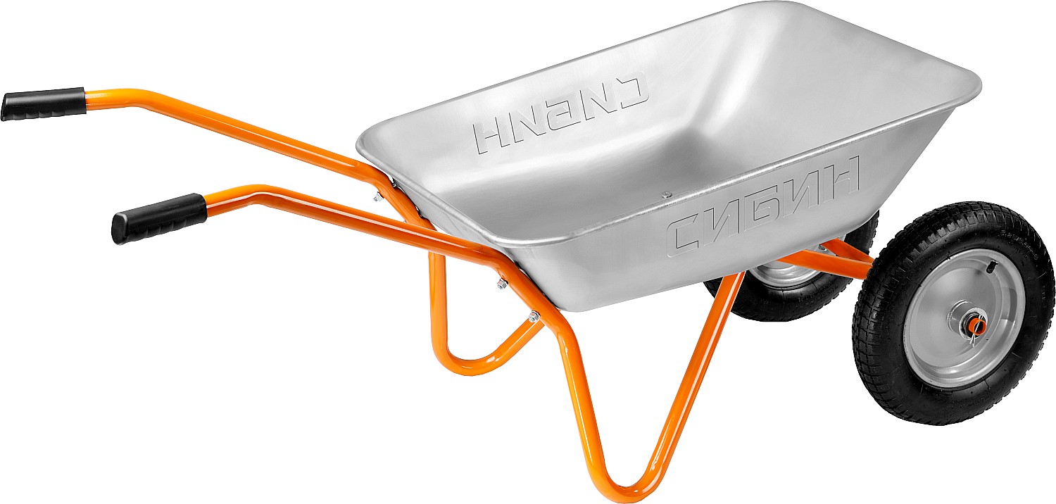 СИБИН СТ-21, 65 л, 100 кг, двухколесная, оцинкованная сталь, садовая тачка (39909)