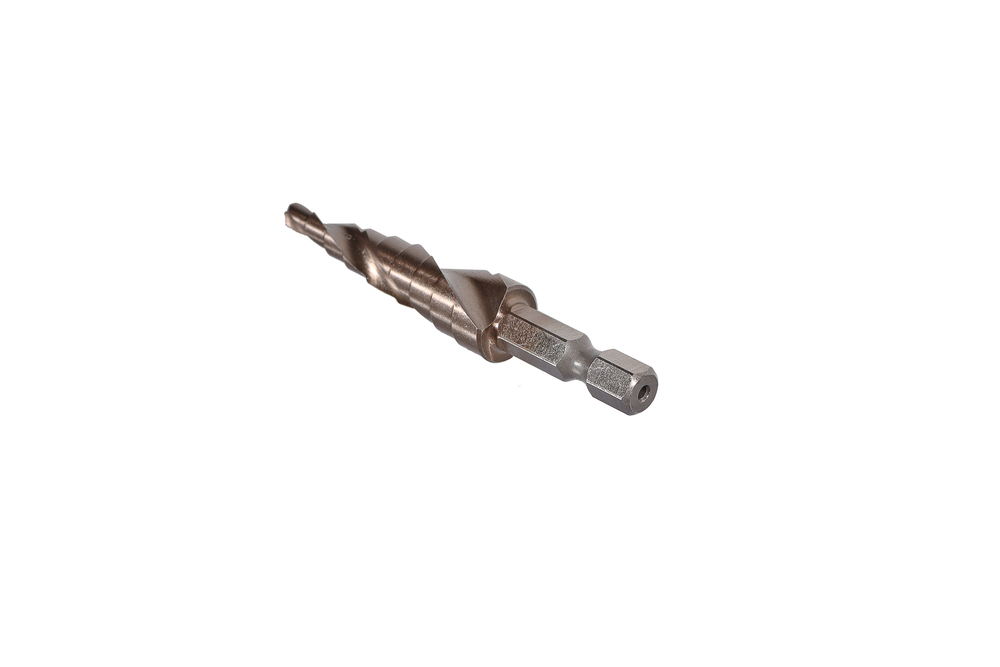 Сверло ступенчатое по металлу 4-12мм шаг 1мм Р6М5+COBALT, спираль Sturm!