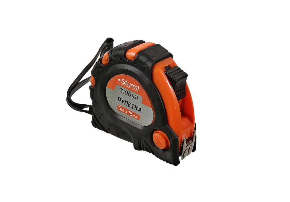 Рулетка 3x16мм, 3 кнопки стопа, двухсторонняя, магнит на зацепе, Sturm!