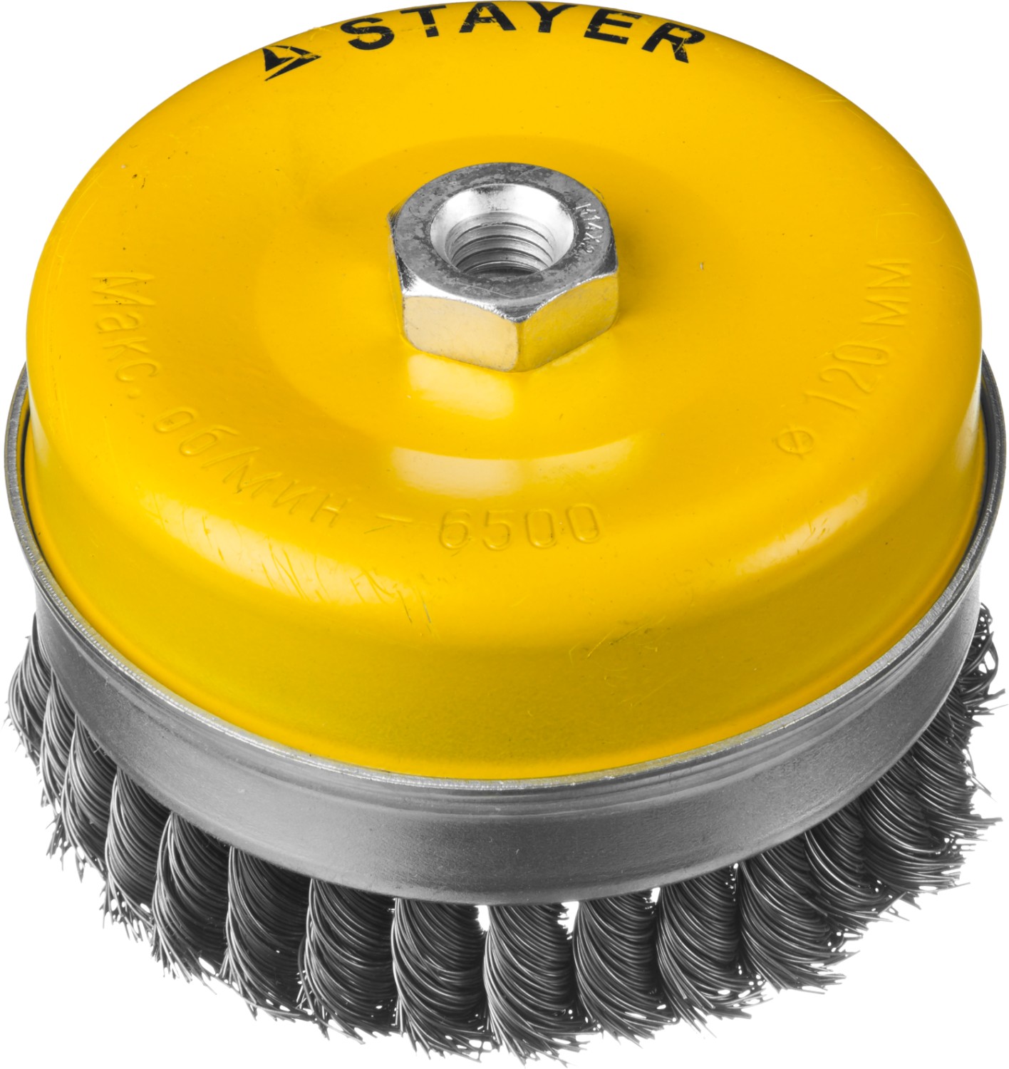 STAYER 120 мм, жгутированная стальная проволока, 0.5 мм, Щетка чашечная, PROFESSIONAL (35137-120)