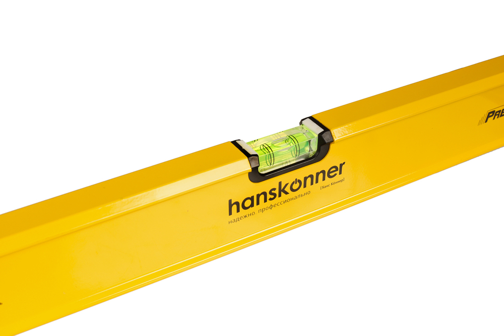Уровень алюм., 1000мм, 2 колбы, фрезерованный, точность 0.5 мм/м, hanskonner
