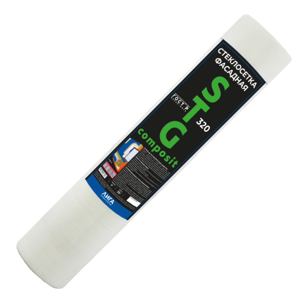 Сетка стеклотканевая усиленная (кл.А) панцирная STG Composit3600 1х25 м, 320 гр/м2, 3600 Н