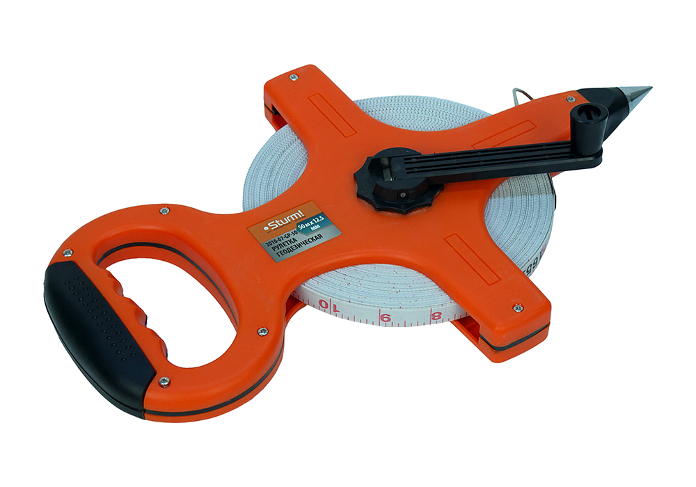 Рулетка 50м геодезическая, открытый корпус, Sturm!