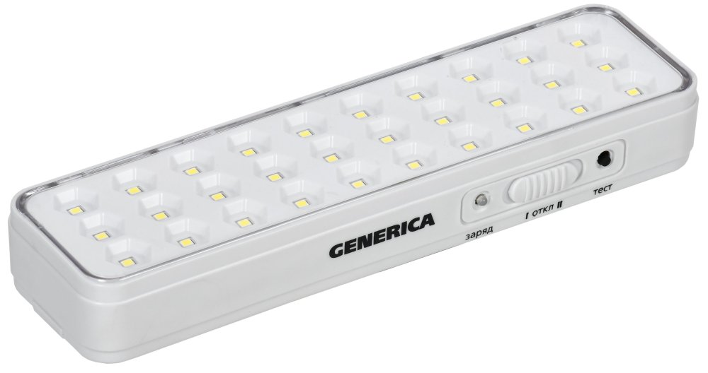 Светильник светодиодный аккумуляторный ДБА 1030 непостоянного действия 30LED 5ч 3Вт GENERICA