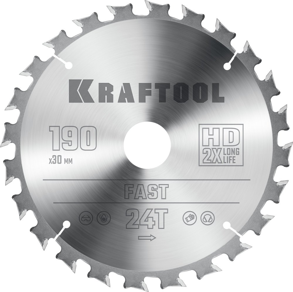 KRAFTOOL Fast 190х30мм 24Т, диск пильный по дереву