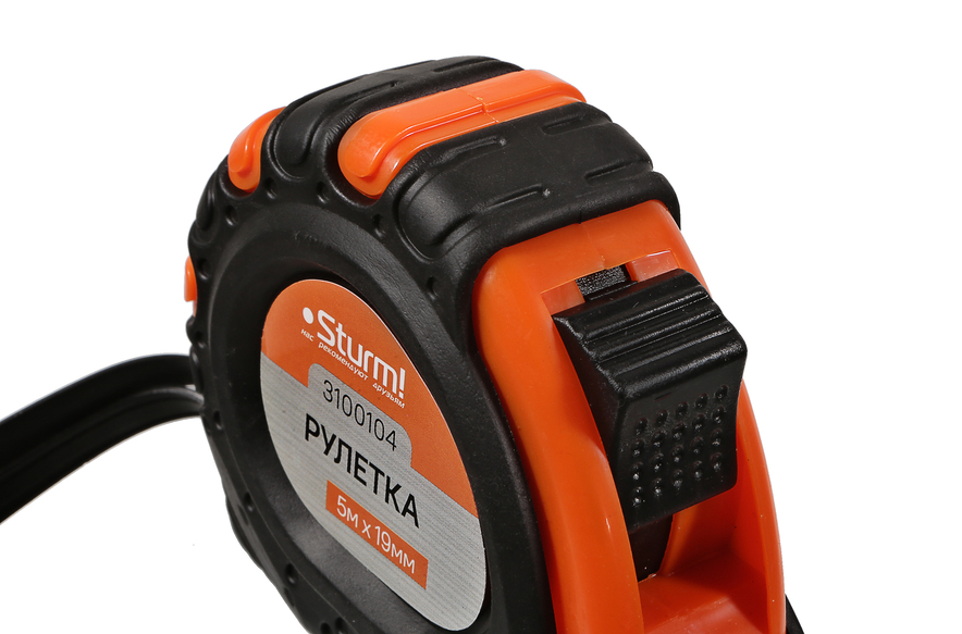 Рулетка 5x19мм, 3 кнопки стопа, двухсторонняя, магнит на зацепе, Sturm!
