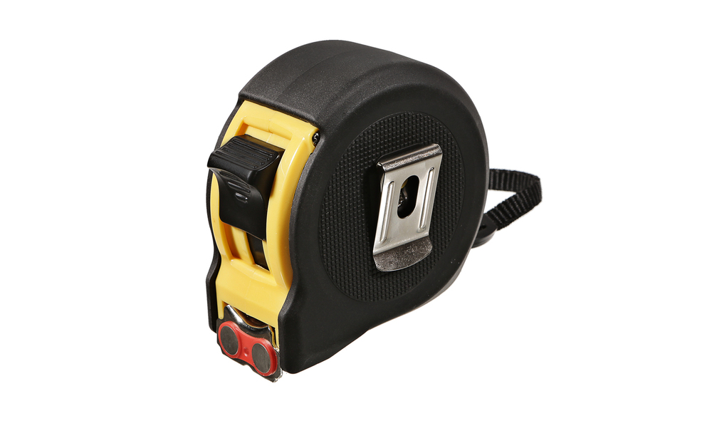 Рулетка 10x25мм, 2 стопа, компактный корпус, мощный магнит, Hanskonner