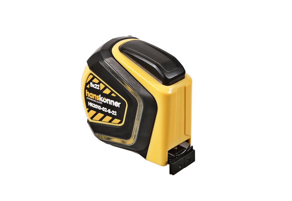Рулетка 5x22мм, автостоп, двухстор., нейлон, супермощный магнит, Hanskonner