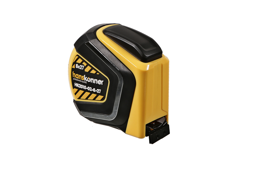 Рулетка 8x27мм, автостоп, двухстор., нейлон, супермощный магнит, Hanskonner