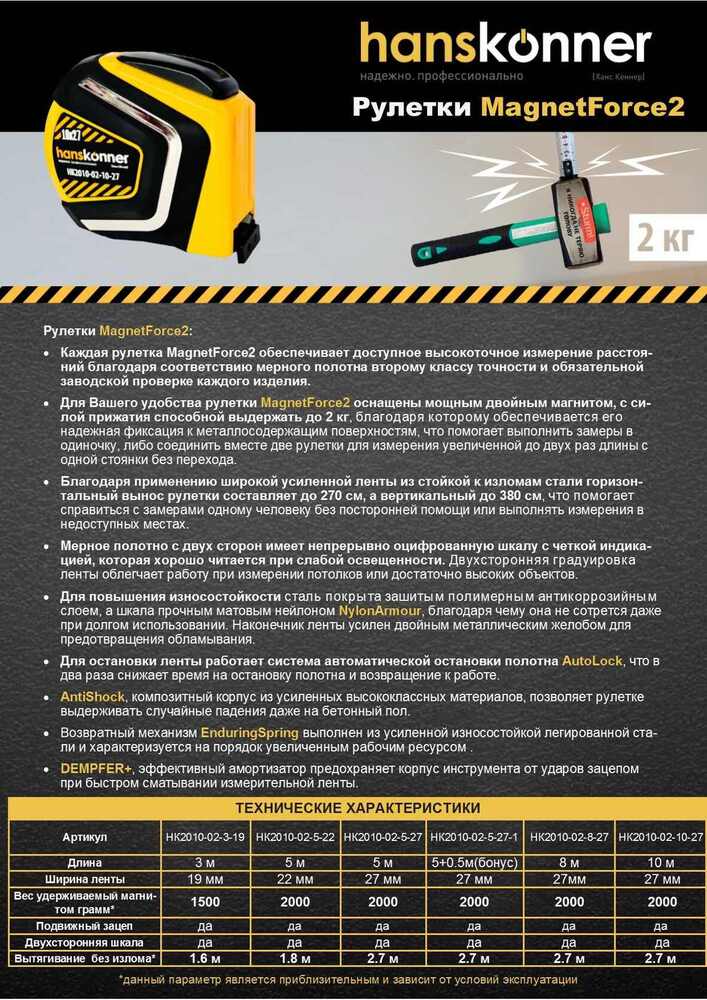 Рулетка Hanskonner HK2010-02-5-27-1