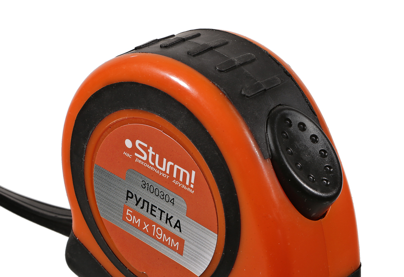 Рулетка 5x19мм, автостоп, двухсторонняя шкала, магнит на зацепе, Sturm!