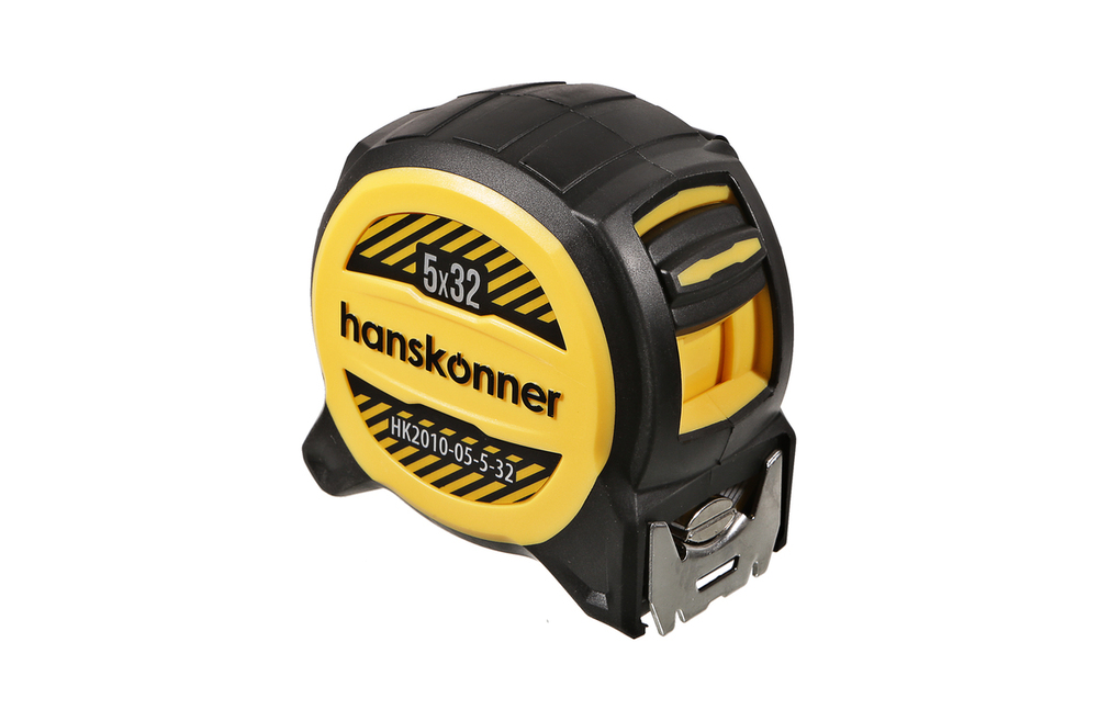 Рулетка 5x32мм, двухсторонняя, нейлон, двойной мощный магнит, Hanskonner