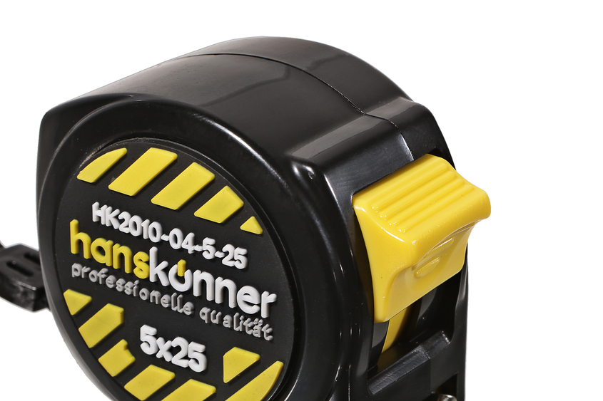 Рулетка 5x25мм, 2 стопа, компактн. корпус,  2 стопа,мощный магнит, Hanskonner