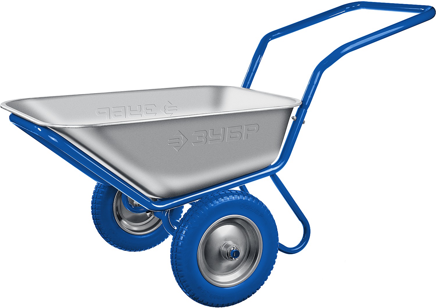 ЗУБР ПТ-500, 110 л, 260 кг, П-образная ручка, двухколесная, строительная тачка ПРОФЕССИОНАЛ (39914)