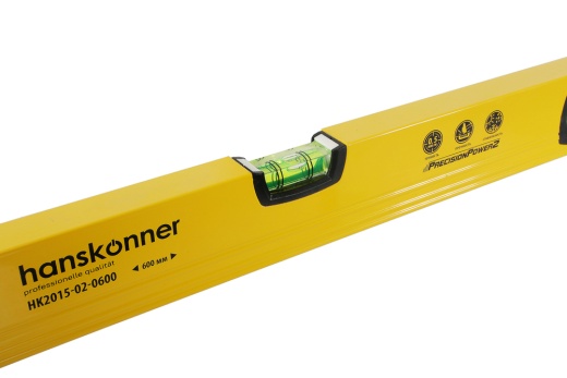 Уровень 600 мм, фрезеров., 3 глазка (1 зеркальн.), точн. 0.5мм/м, Hanskonner