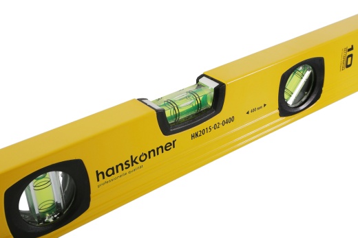 Уровень 400 мм, фрезеров., 3 глазка (1 зеркальн.), точн. 0.5мм/м, Hanskonner